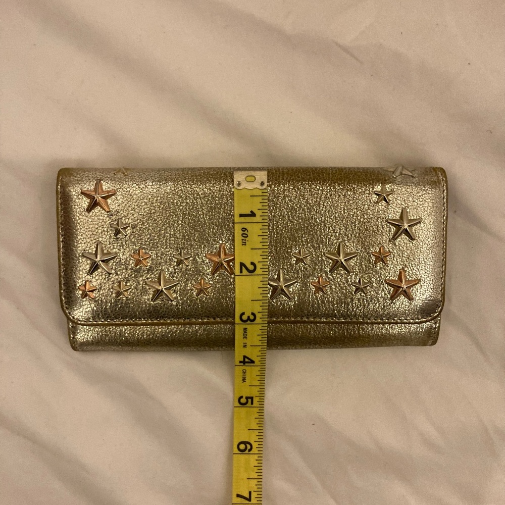Jimmy Choo Gold Metallic Star-Stud Wallet - Picture 6 of 7